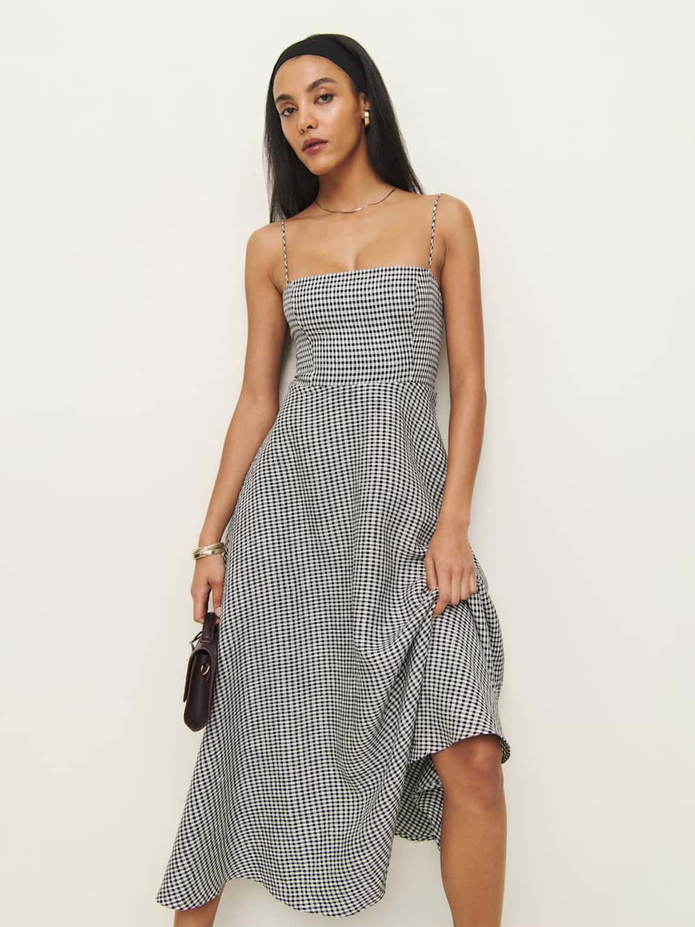 Reformation Monette Linen Dress - Remy Check