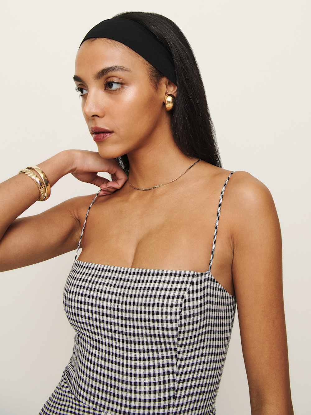 Reformation Monette Linen Dress - Remy Check