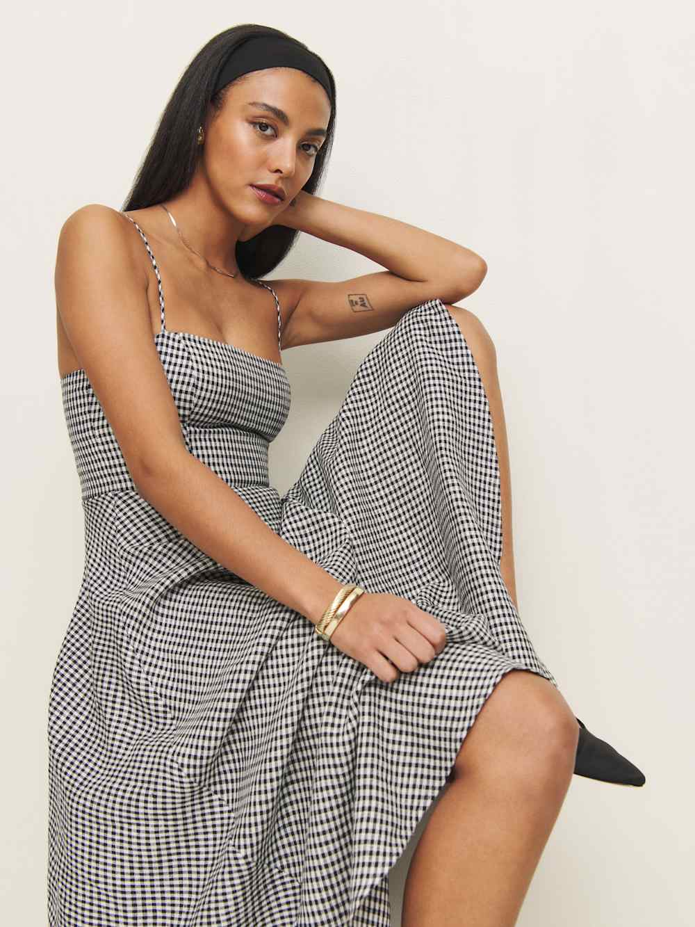 Reformation Monette Linen Dress - Remy Check