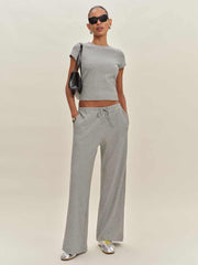 Reformation Olive Knit Top - Heather Grey Waffle