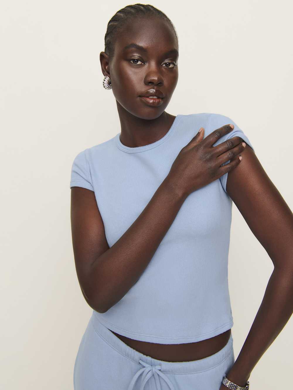 Reformation Olive Knit Top - Ice Water