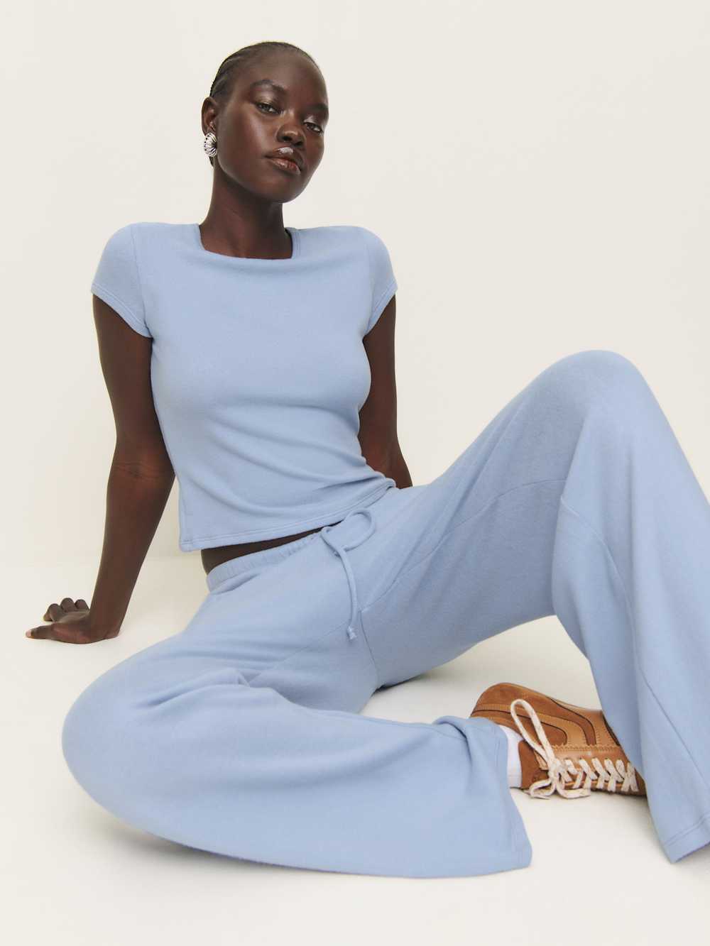 Reformation Olive Knit Top - Ice Water
