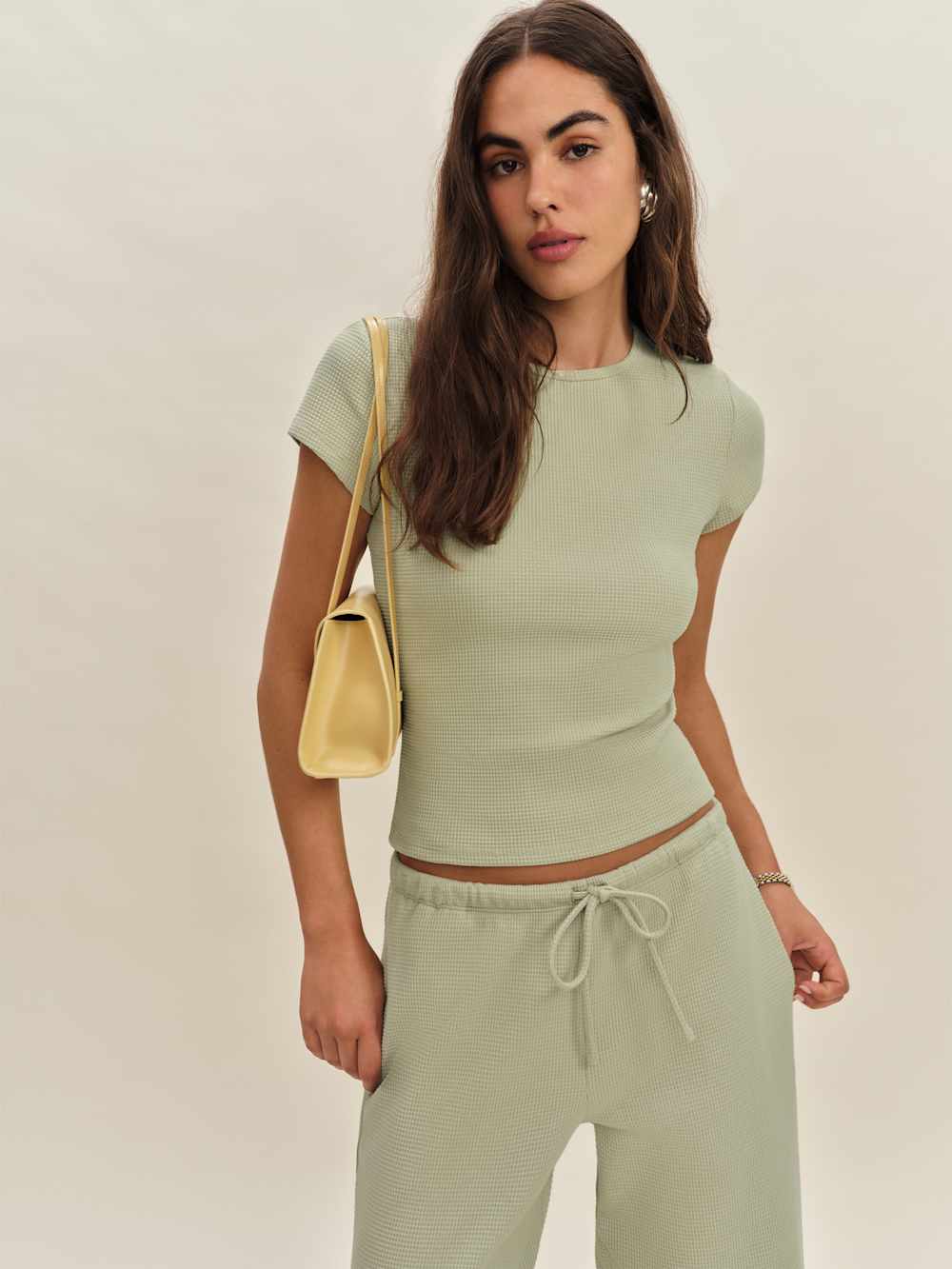 Reformation Olive Knit Top - Limon Waffle