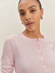 Reformation Ari Pointelle Knit Cardigan - Cherry Blossom
