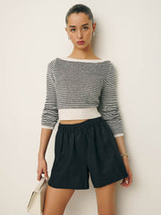 Reformation Charlotte Linen Short - Black