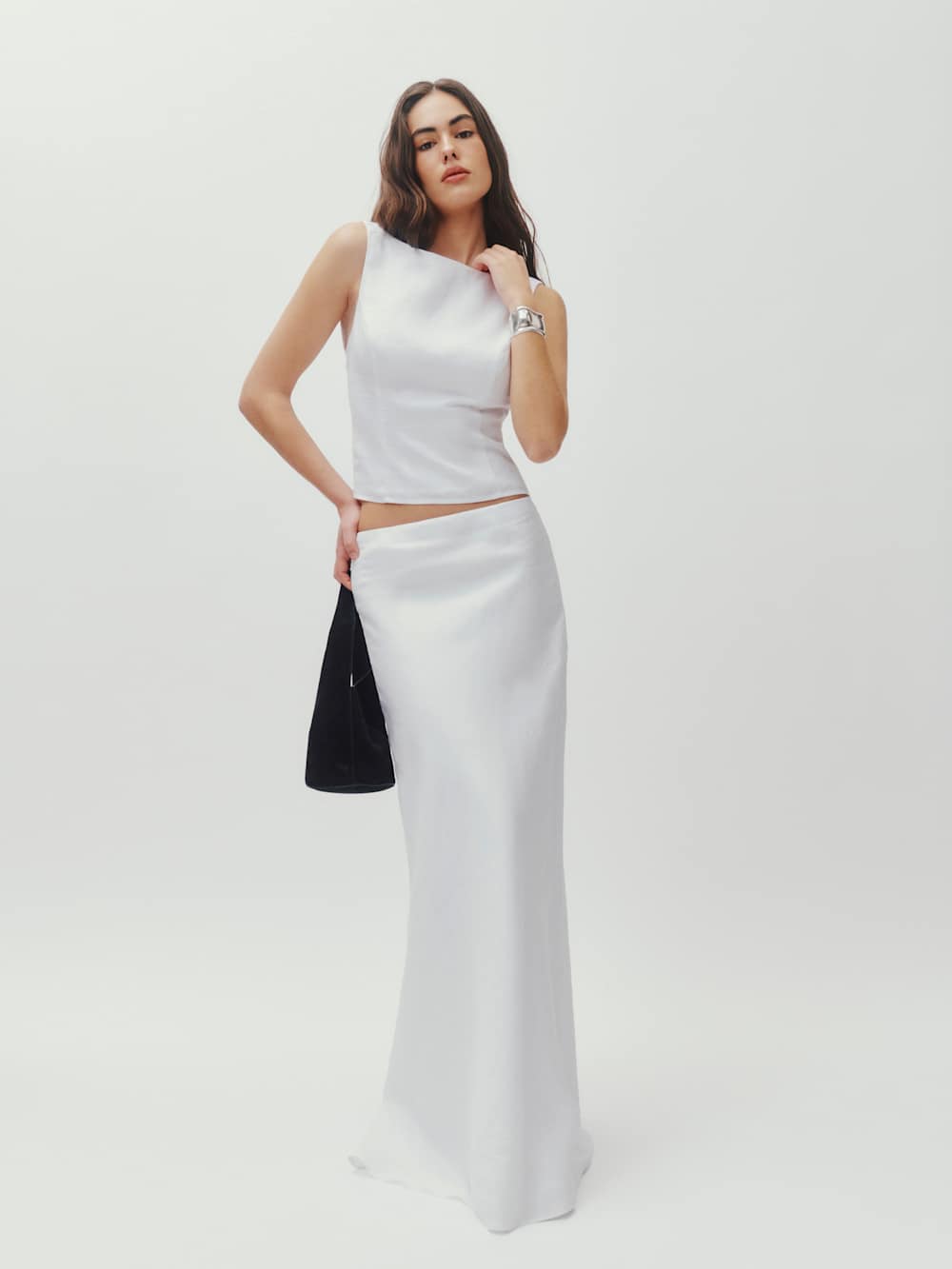Reformation Bella Linen Skirt - White