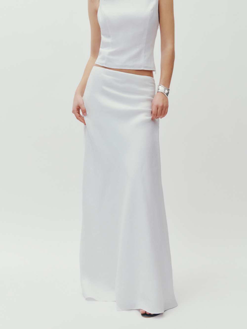 Reformation Bella Linen Skirt - White