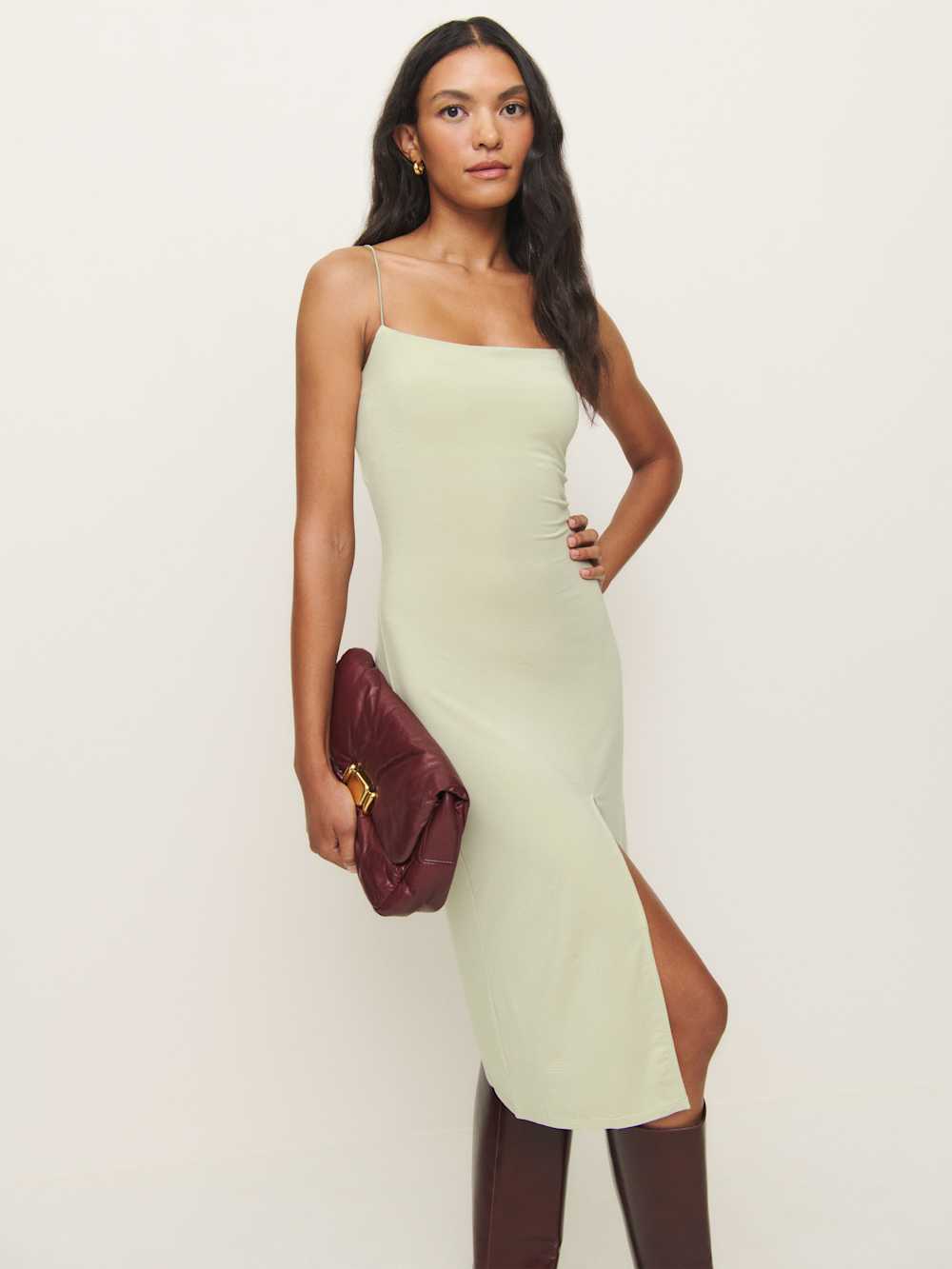 Reformation Pavia Knit Dress - Dried Herbs