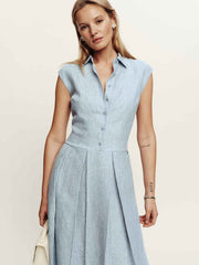 Reformation Prim Linen Dress - Cornflower Stripe