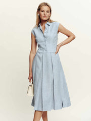 Reformation Prim Linen Dress - Cornflower Stripe