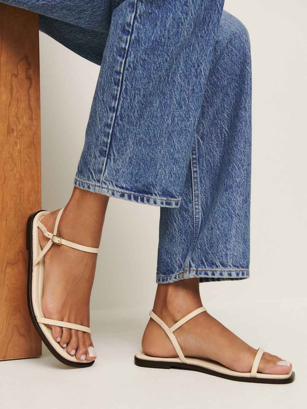 Reformation Lake Flat Sandal - Almond Leather
