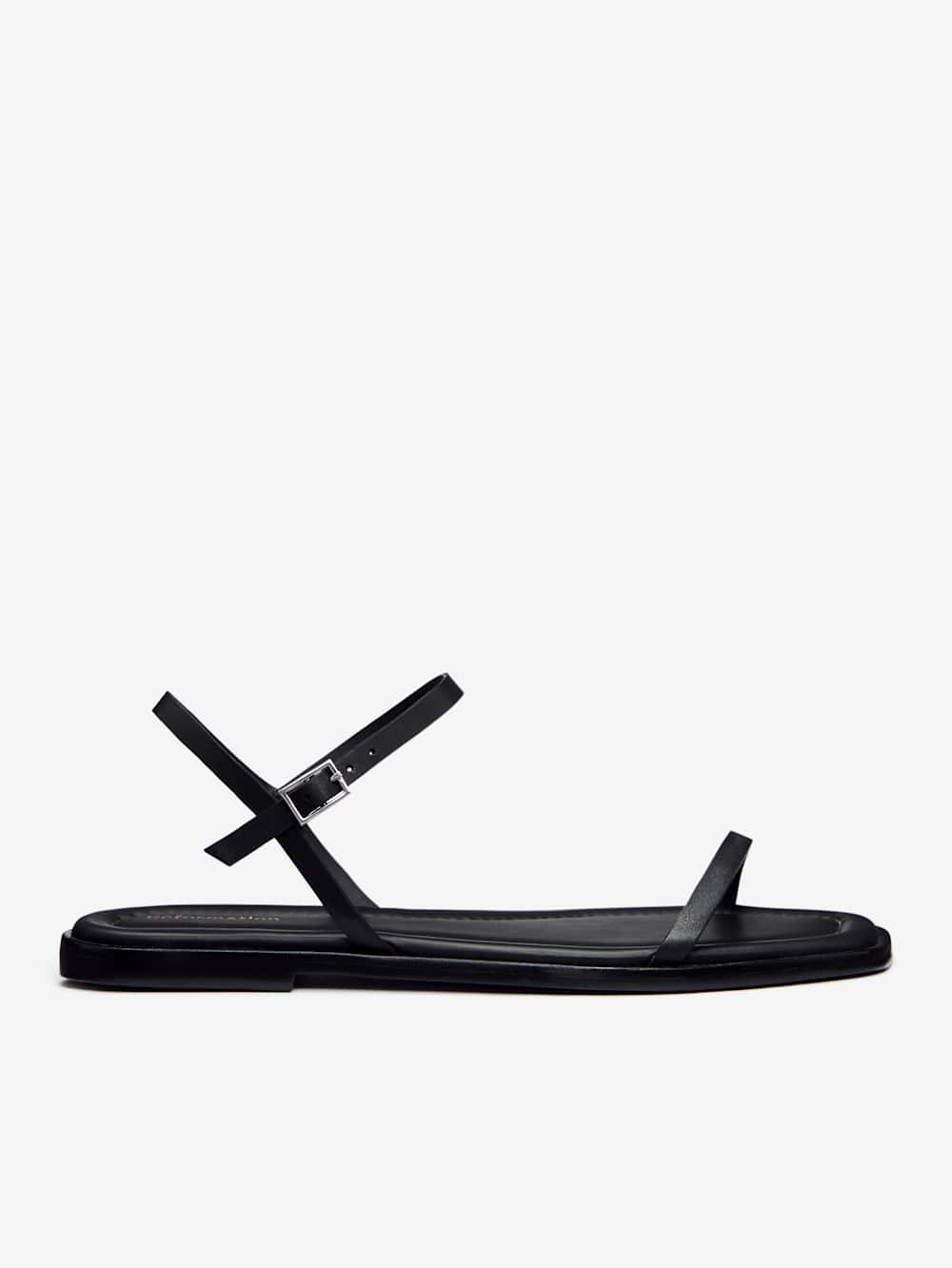 Reformation Lake Flat Sandal - Black Leather