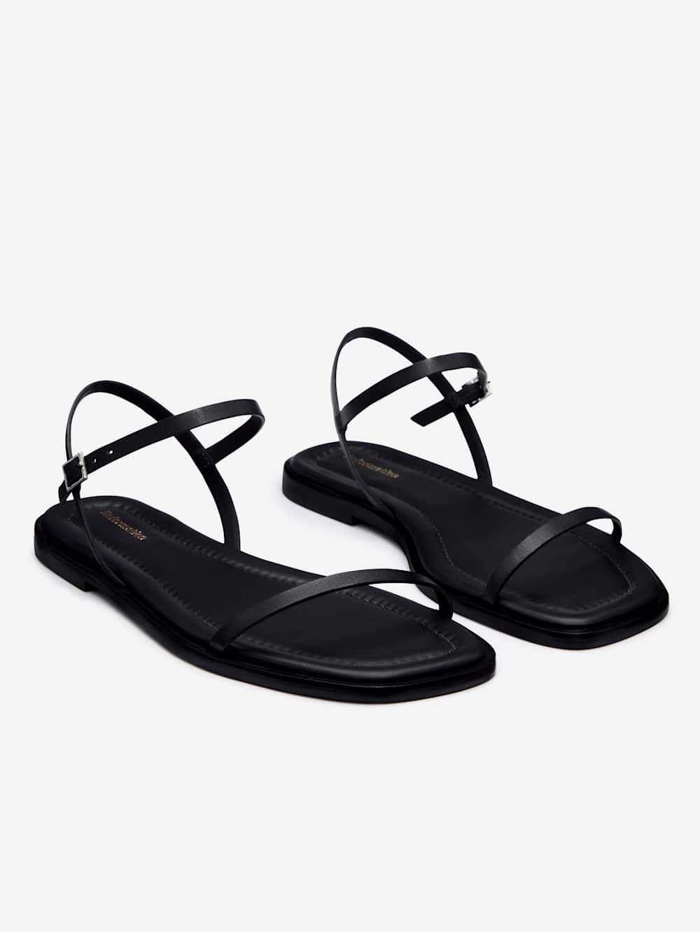 Reformation Lake Flat Sandal - Black Leather