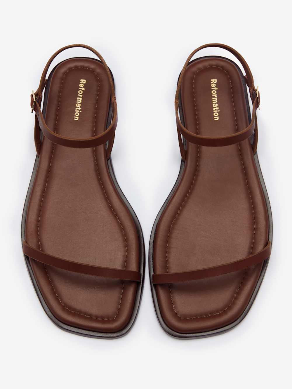 Reformation Lake Flat Sandal - Walnut Leather