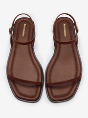 Reformation Lake Flat Sandal - Walnut Leather