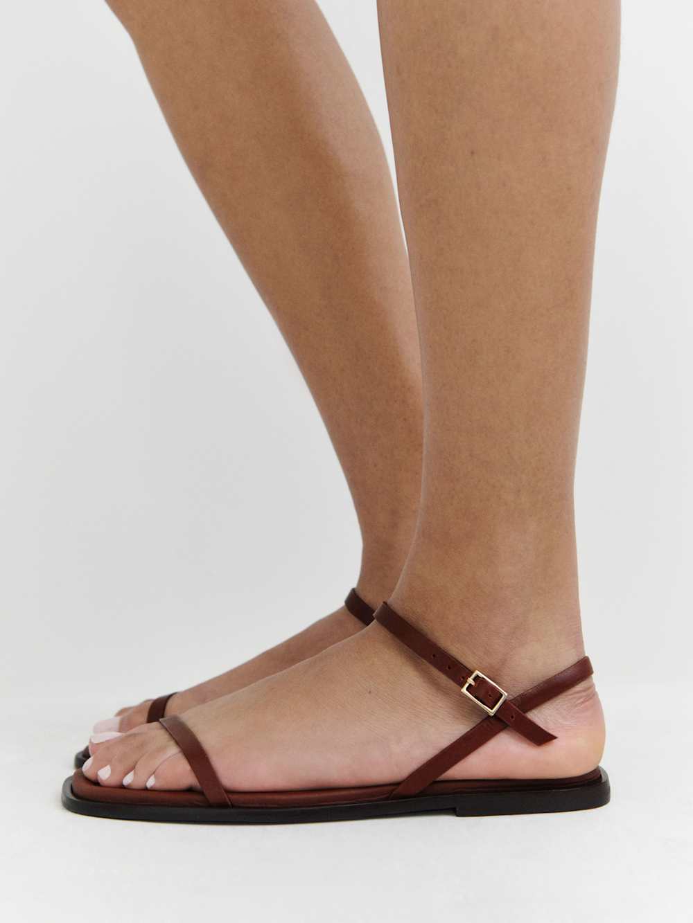 Reformation Lake Flat Sandal - Walnut Leather