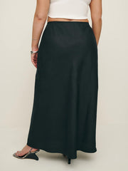Reformation Layla Linen Skirt Es - Black