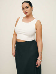 Reformation Layla Linen Skirt Es - Black