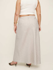 Reformation Layla Linen Skirt Es - Oatmeal