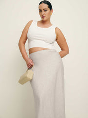 Reformation Layla Linen Skirt Es - Oatmeal