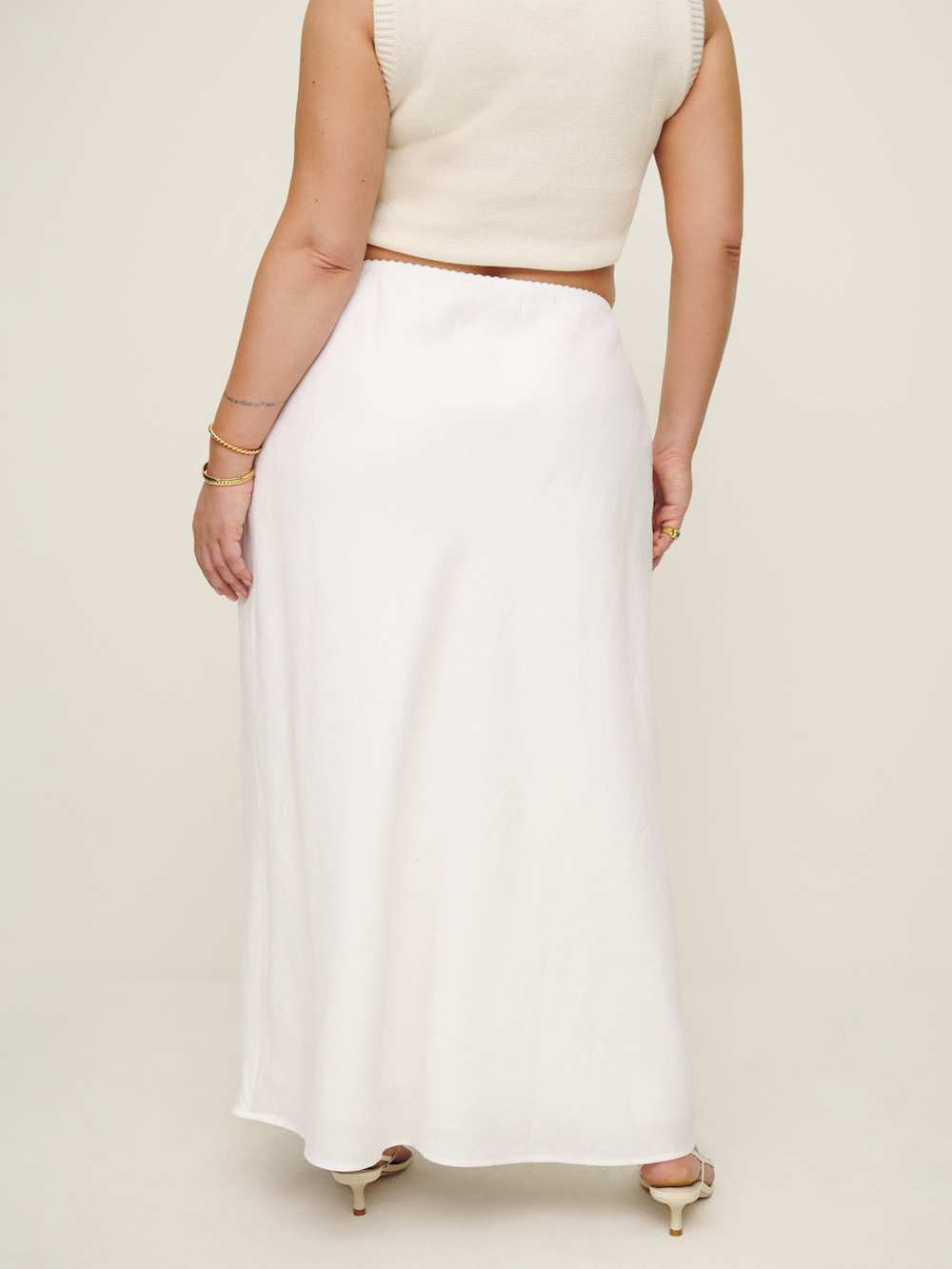Reformation Layla Linen Skirt Es - White