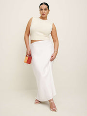 Reformation Layla Linen Skirt Es - White