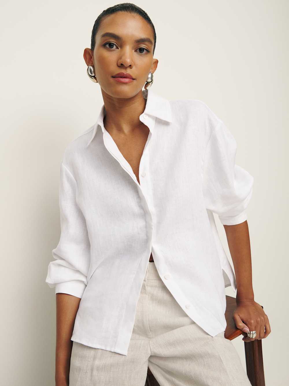 Reformation Andy Oversized Linen Shirt - White