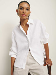 Reformation Andy Oversized Linen Shirt - White
