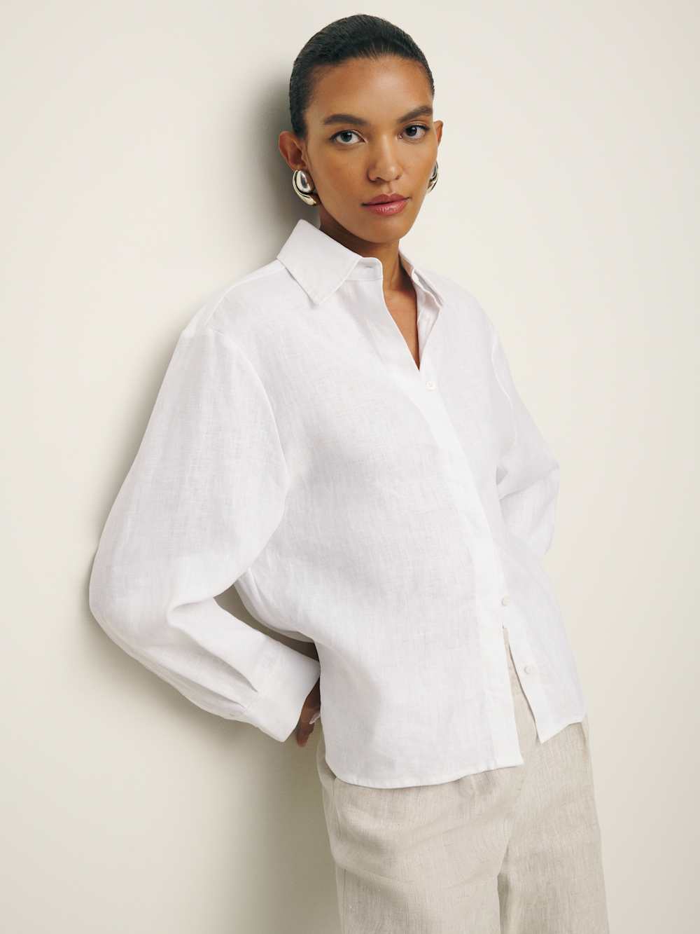 Reformation Andy Oversized Linen Shirt - White
