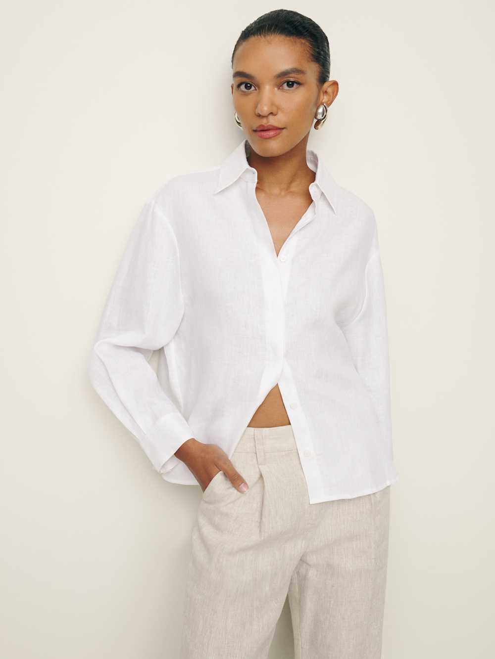 Reformation Andy Oversized Linen Shirt - White
