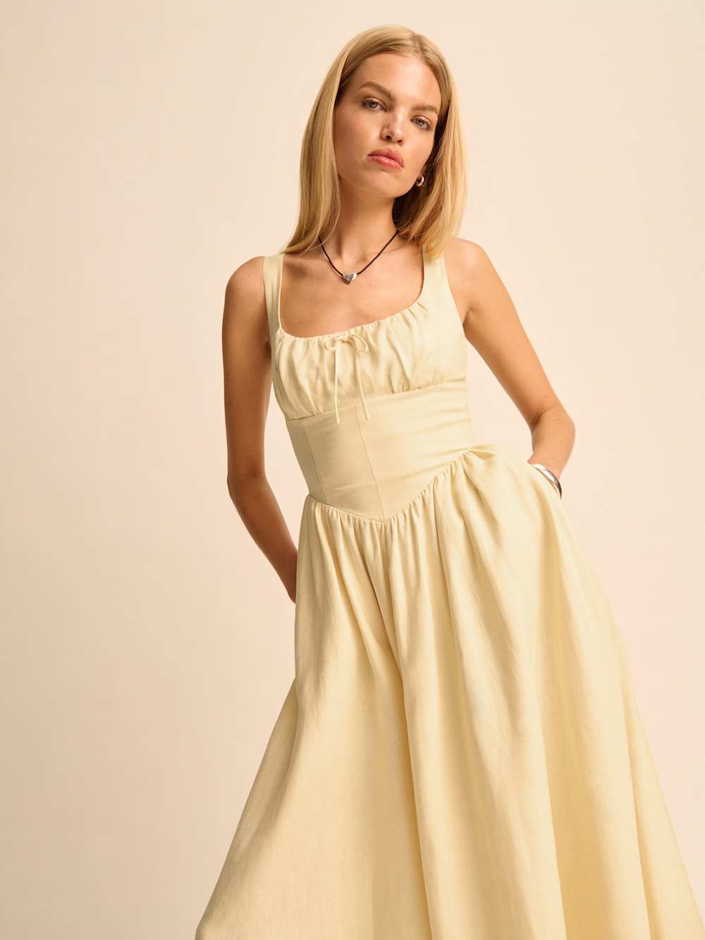 Reformation Petites Balia Linen Dress - Parmesan