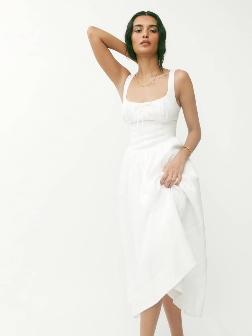 Reformation Petites Balia Linen Dress - White