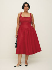 Reformation Balia Linen Dress Es - Sundried Tomato