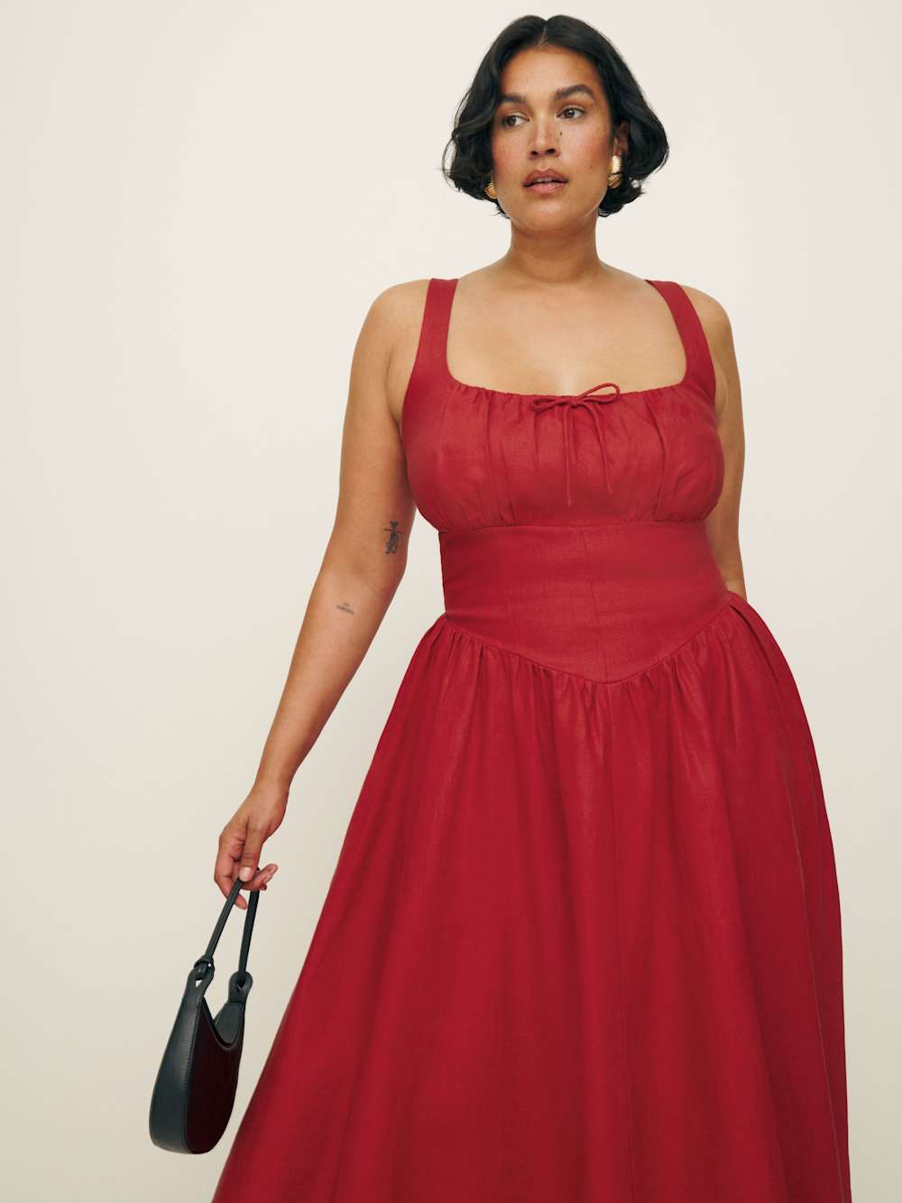 Reformation Balia Linen Dress Es - Sundried Tomato
