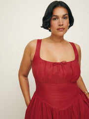 Reformation Balia Linen Dress Es - Sundried Tomato