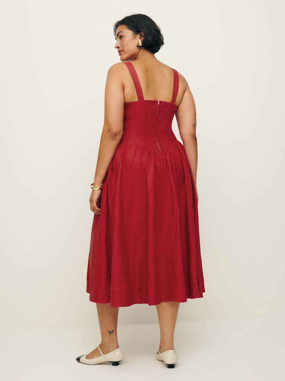 Reformation Balia Linen Dress Es - Sundried Tomato