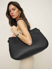 Reformation Oversized Patrizia Bag - Black Leather