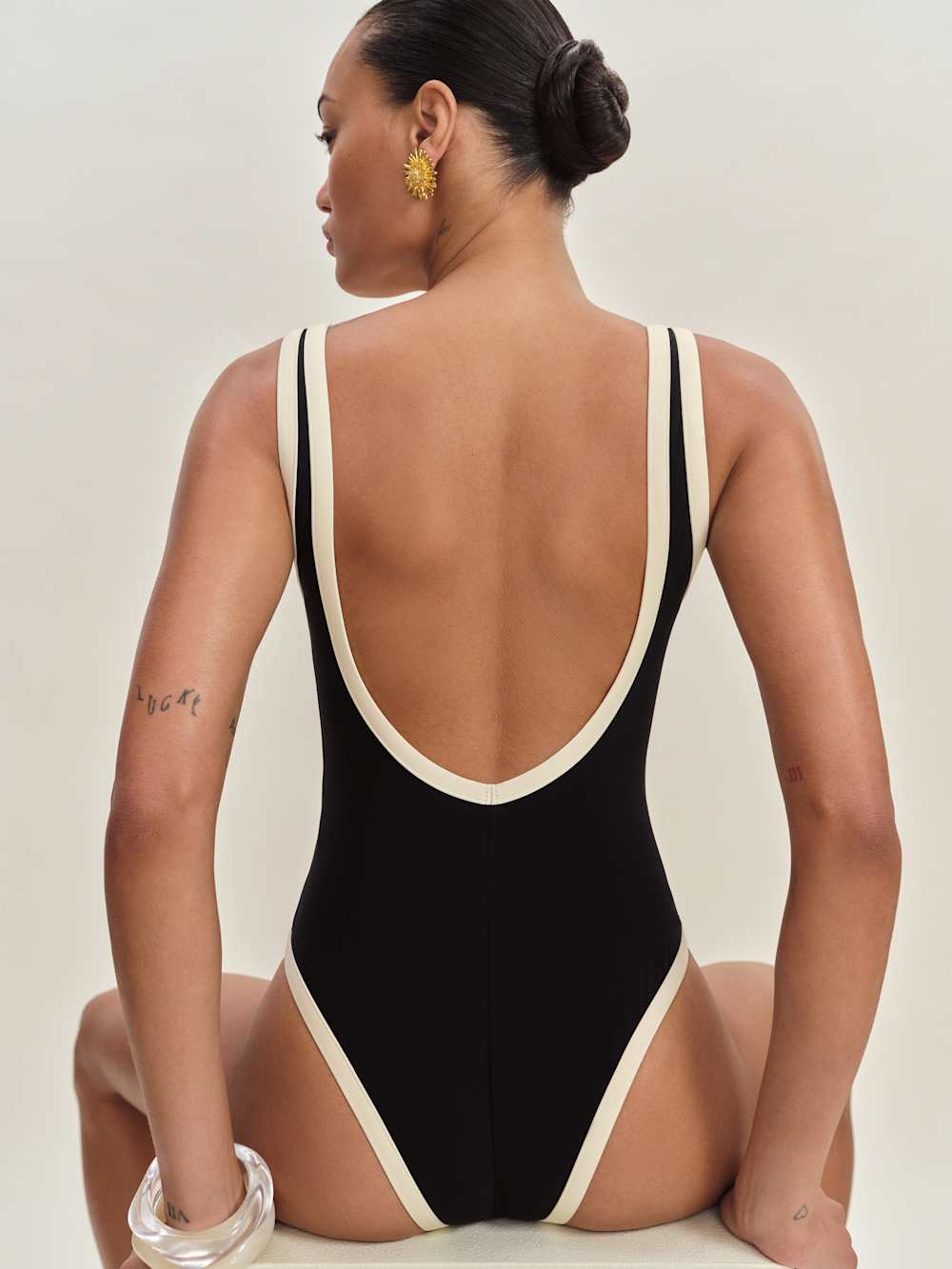 Reformation Joy One Piece Swimsuit - Black Fior