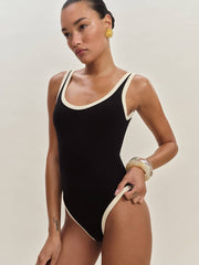 Reformation Joy One Piece Swimsuit - Black Fior