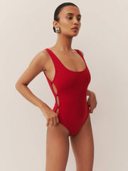 Reformation Posidonia One Piece Swimsuit - Lipstick