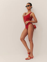 Reformation Posidonia One Piece Swimsuit - Lipstick