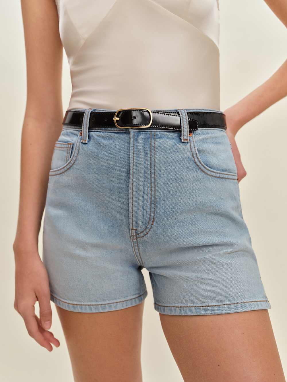 Reformation Norah Stretch High Rise 3.5” Jean Shorts - Cedar