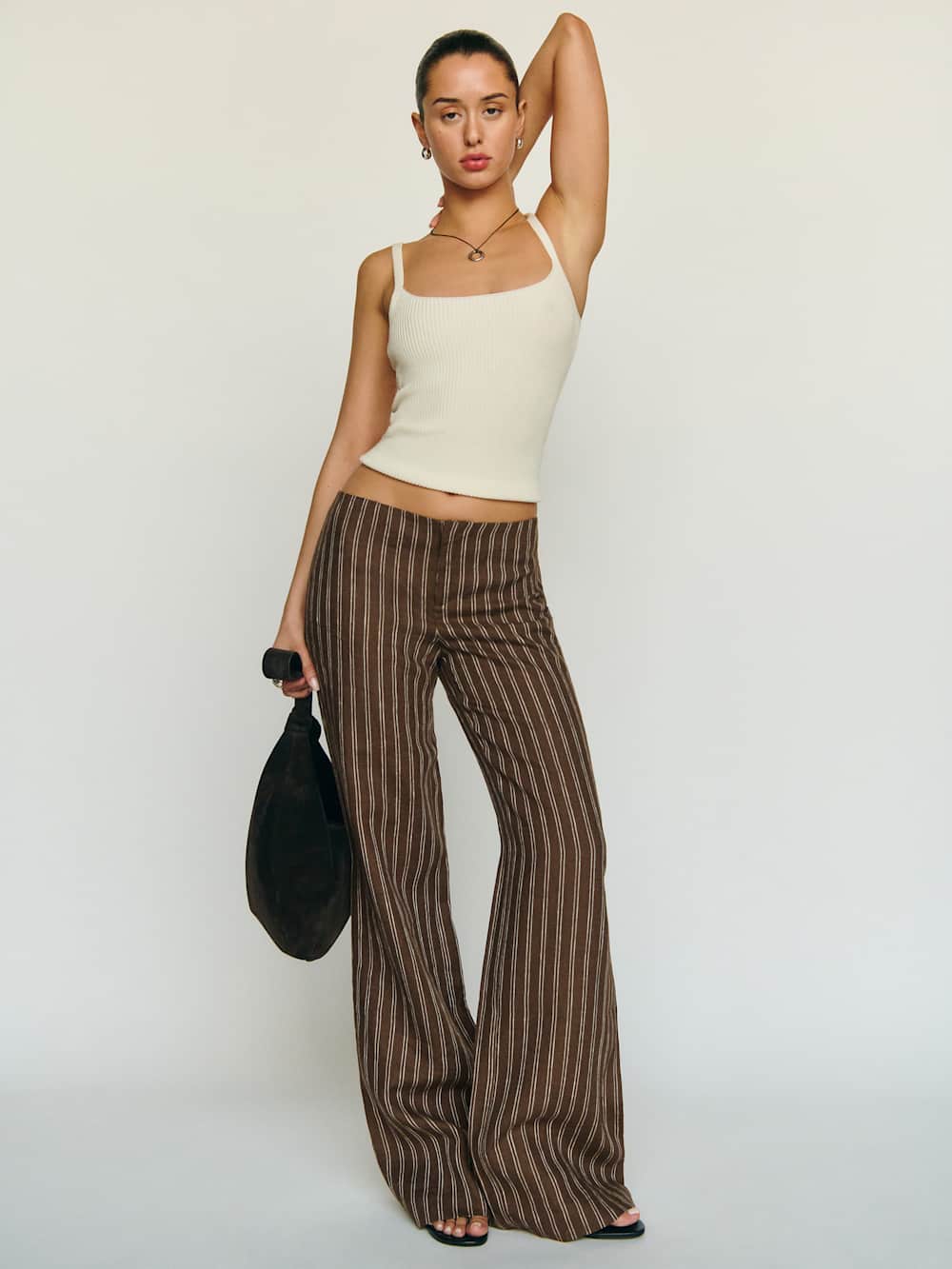 Reformation Vida Linen Low Rise Pant - Boardwalk Stripe