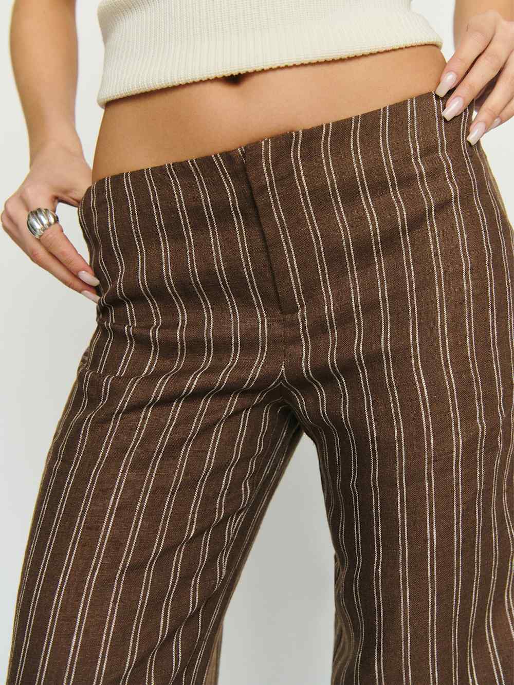 Reformation Vida Linen Low Rise Pant - Boardwalk Stripe