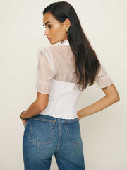 Reformation Avianna Linen Top - White