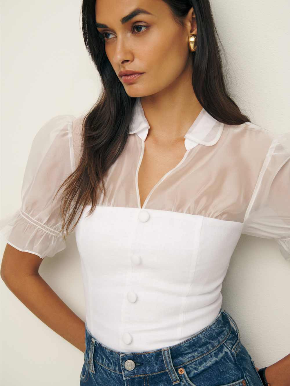 Reformation Avianna Linen Top - White