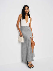 Reformation Andi Linen Maxi Skirt - Remy Check