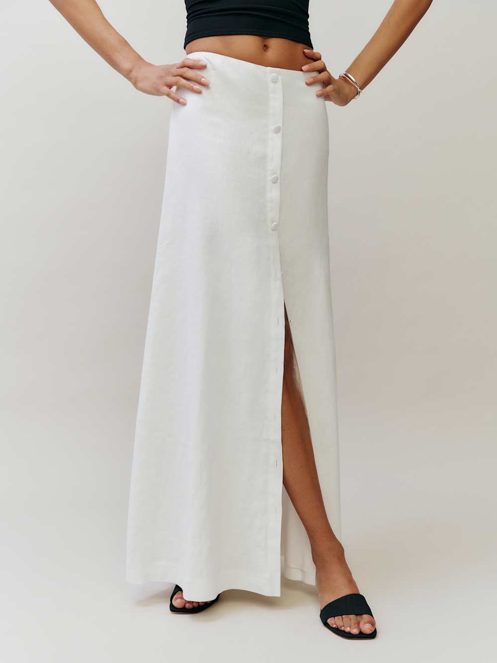 Reformation Andi Linen Maxi Skirt - White