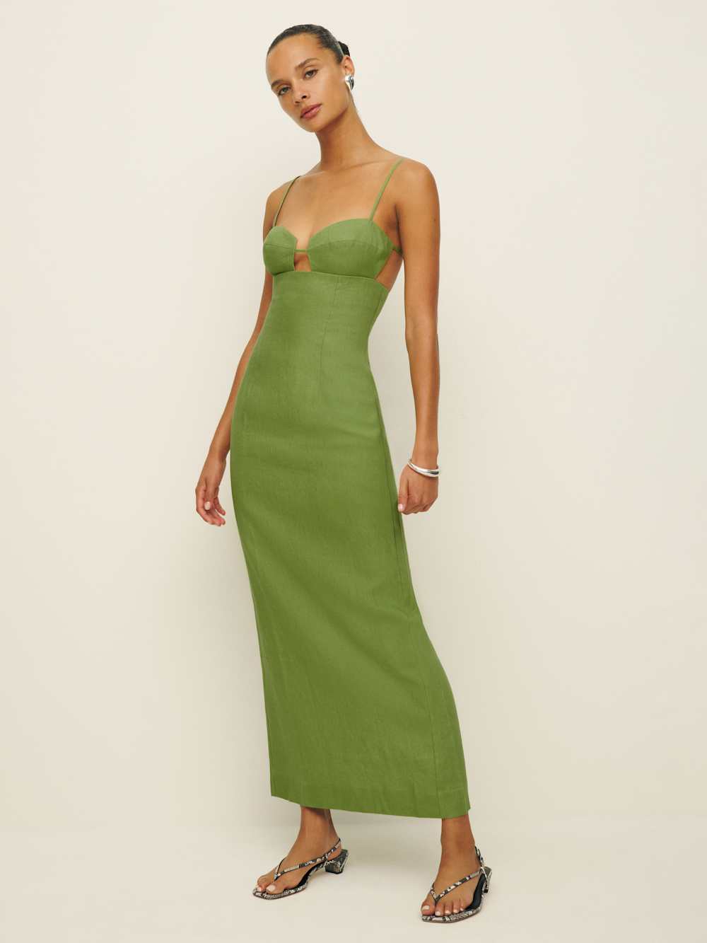 Reformation Malibu Linen Dress - Avocado