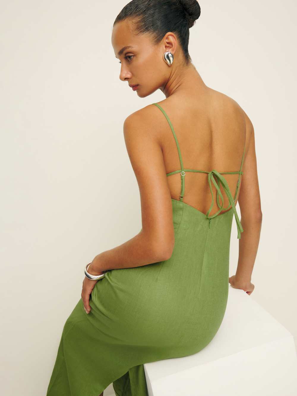 Reformation Malibu Linen Dress - Avocado